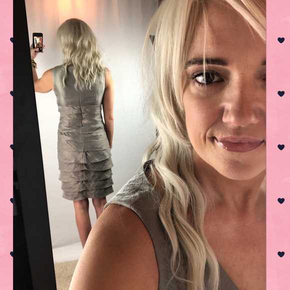 London Times Bandage Metallic Midi Dress Size 8 - Picture 2 of 8